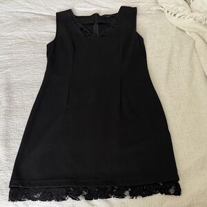 All Saints Black Sleeveless Lace Hem Mini Dress